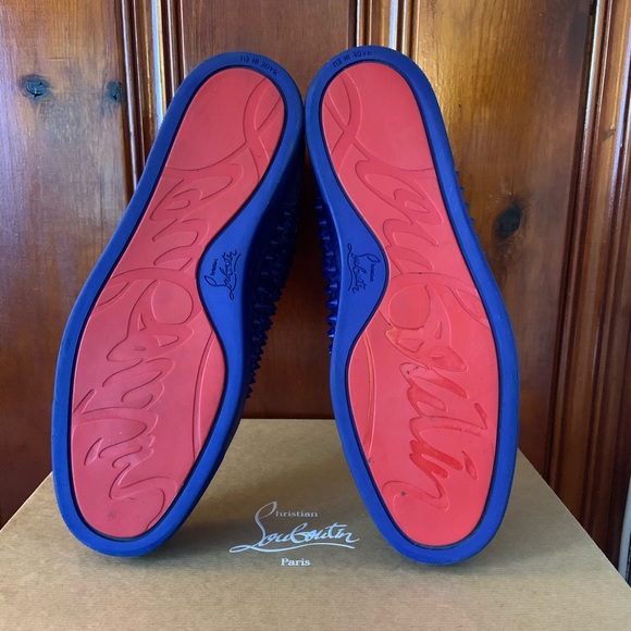 Christian Louboutin Louis Spike Flat Atlantic Blue EU 43 US 10 - Picture 9 of 13